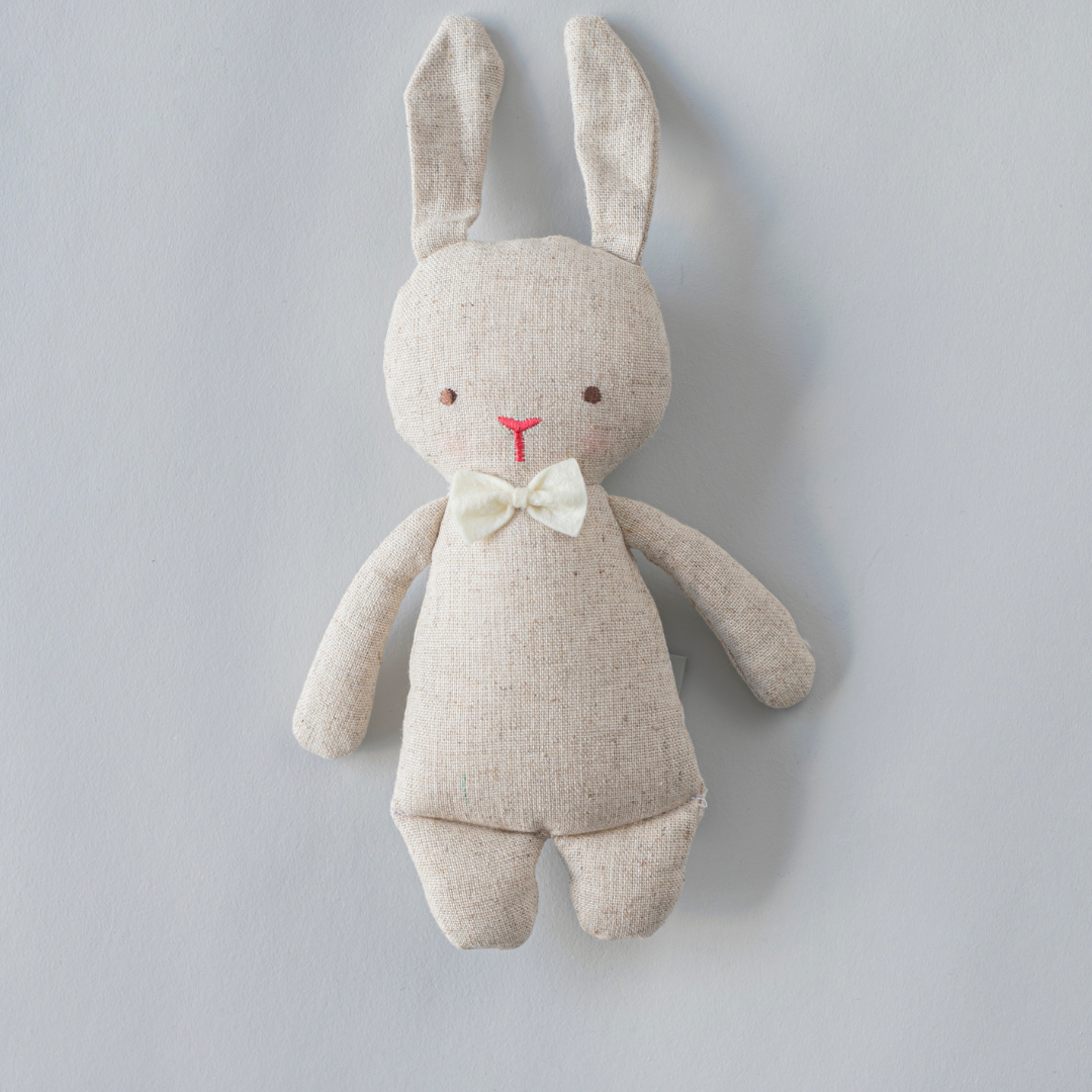 Baby rabbit rattle, baby rattle, linen rattle
