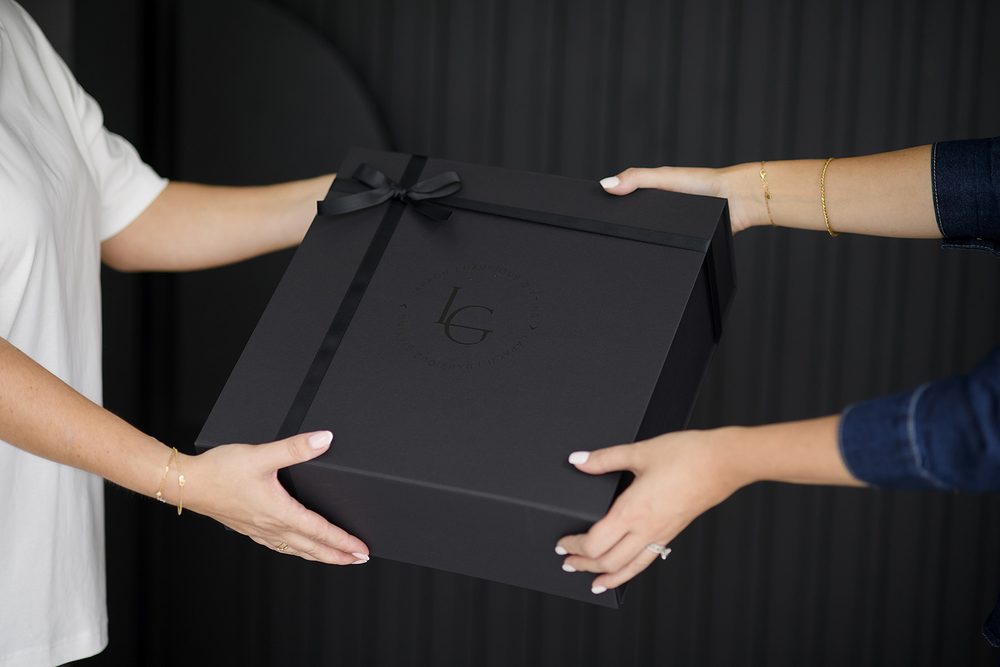 A LÂPACH client gift box presented in signature black packaging.